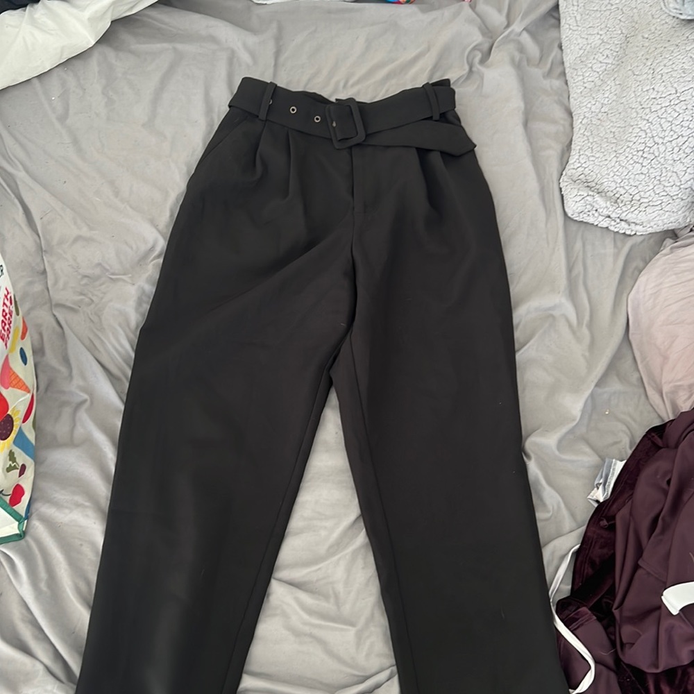 Black satin pants